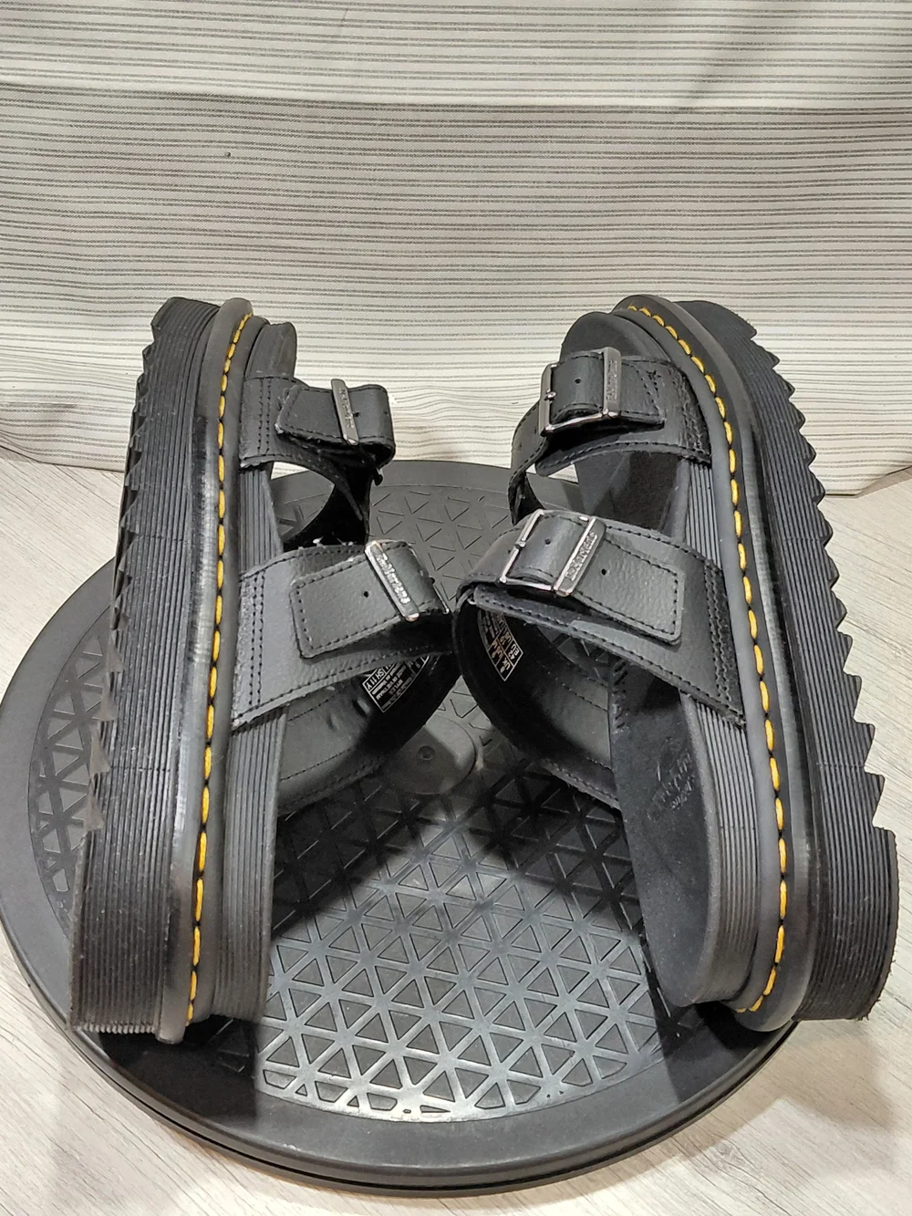 Dr Martens Myles Unisex Black Slide Sandals Two Strap Leather Adj Buckles M9 W10